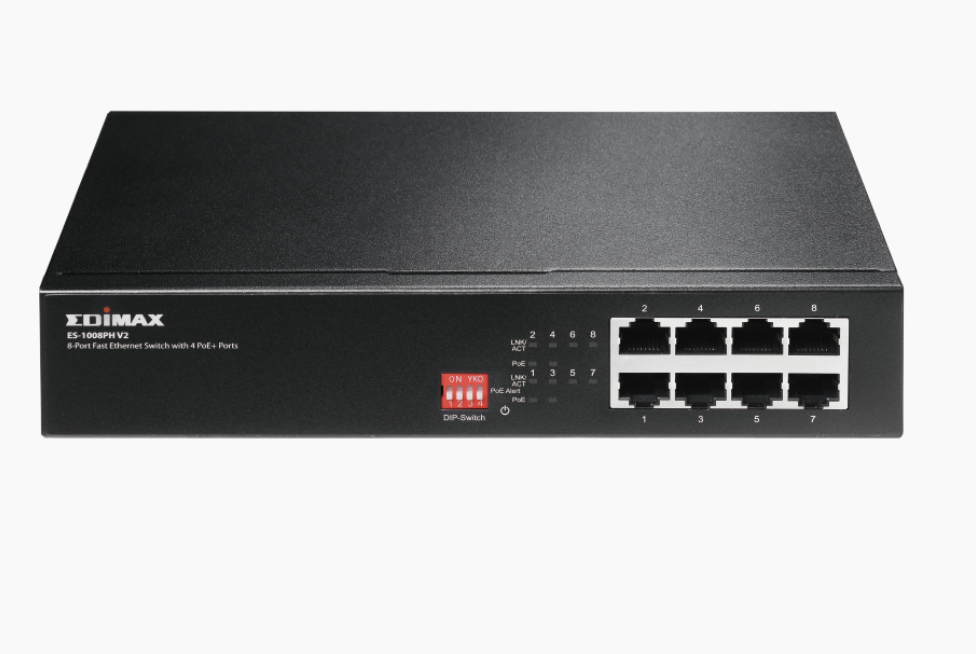 Edimax ES-1008PH V2 Long Range 8-Port Fast Ethernet Switch with 4 PoE+ Ports